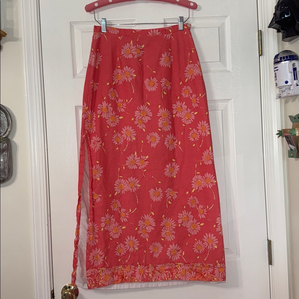 Vintage Lilly Pulitzer Pink Floral Maxi Skirt